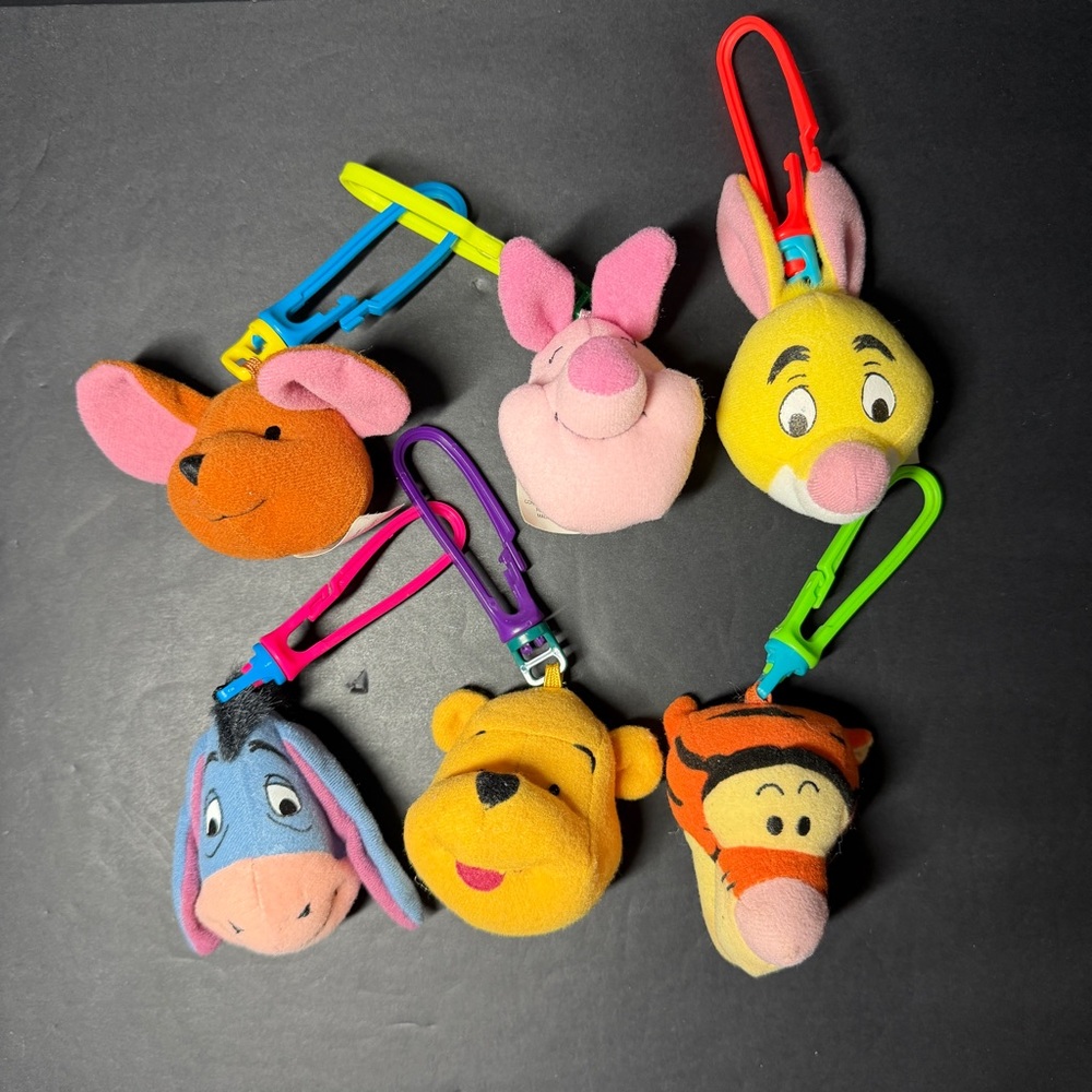 Disney Plush Clip-On Characters - Yellow, Pink, Orange, Blue, Purple, Tan